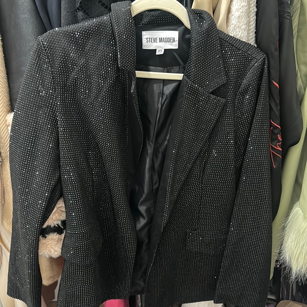 Oversized black rhinestone Steve Madden blazer
